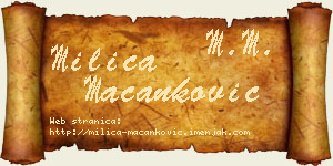 Milica Macanković vizit kartica
